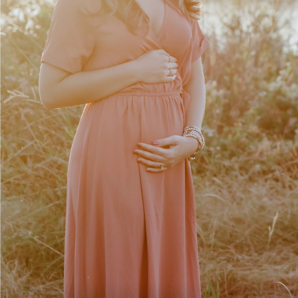 Wren and ivy dress. Can be maternity or not. Nursing friendly. Dusty rose